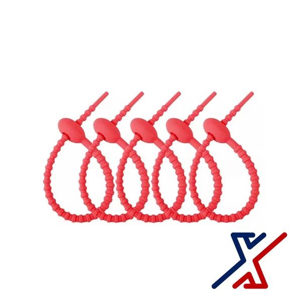 4-1/4 Red Reusable Silicone Ties, FDA Food Grade 180 Ties by X1 Tools, X1 Tools, Mfr#: X1E-CON-CAB-SIL-4050x180